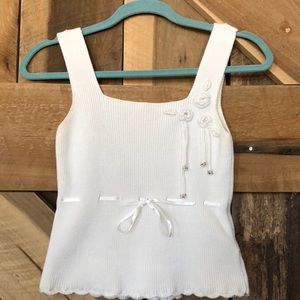 Cream knit scallop tank